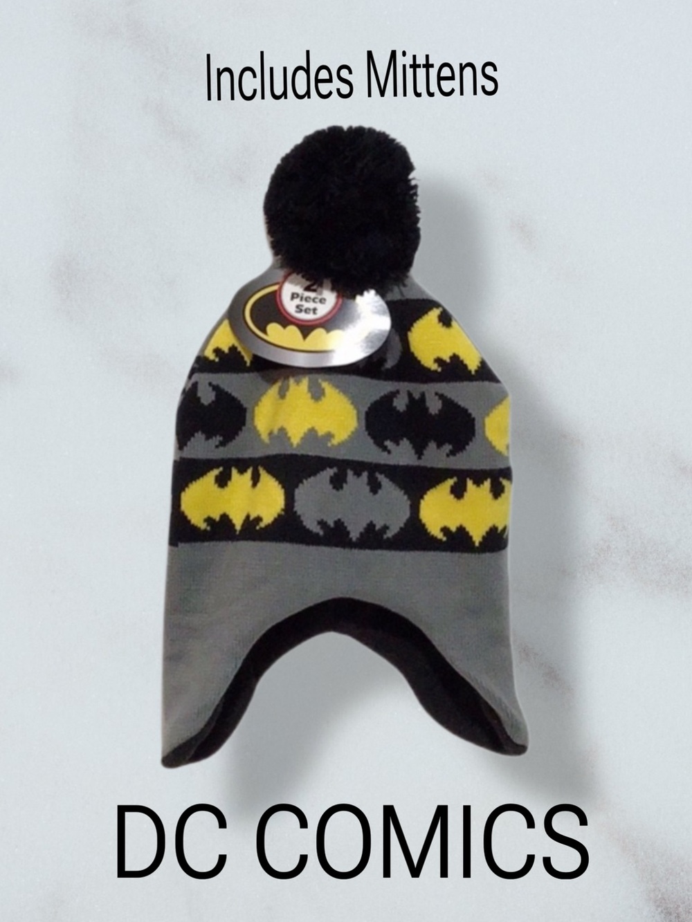 DC COMICS Batman Hat and Mittens Set NEW